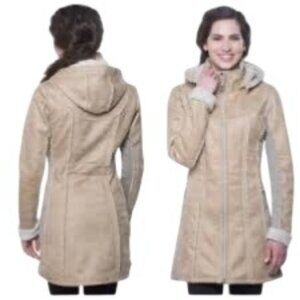 NWT KUHL Women's XS Dani Sherpa Trench Coat Jacket MSRP$349 Beige New